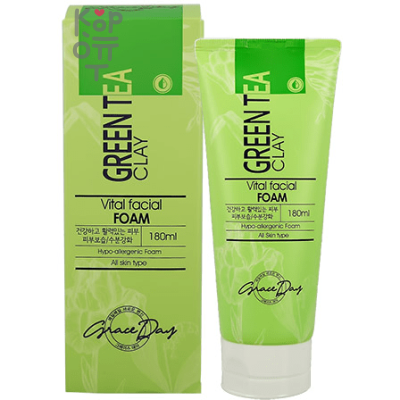 Grace Day GREEN TEA CLAY FRESH FACIAL FOAM Пенка для умывания с экстрактом зелёного чая и белой глиной 180мл.