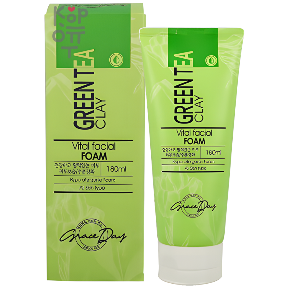 Grace Day GREEN TEA CLAY FRESH FACIAL FOAM Пенка для умывания с экстрактом зелёного чая и белой глиной 180мл.