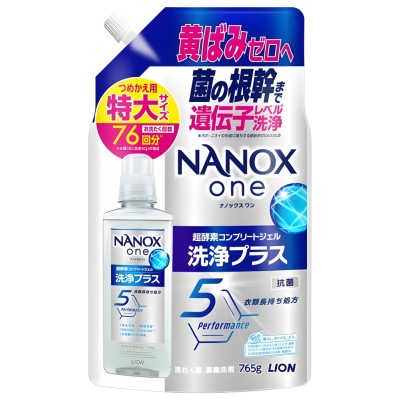 LION Жидкое средство "Top Nanox One Cleaning Power Plus" для стирки (усиленное отстирывающее действие + сохранение цвета / суперконцентрат) 765 г, сменная упаковка с крышкой