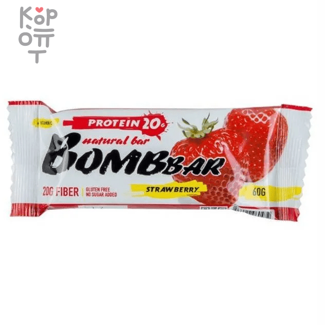 Батончик мультизлаковый Клубника "BOMBBAR" 45гр., купить с доставкой на дом фото 1 &mdash; Корейские товары для всей семьи(КорОпт)