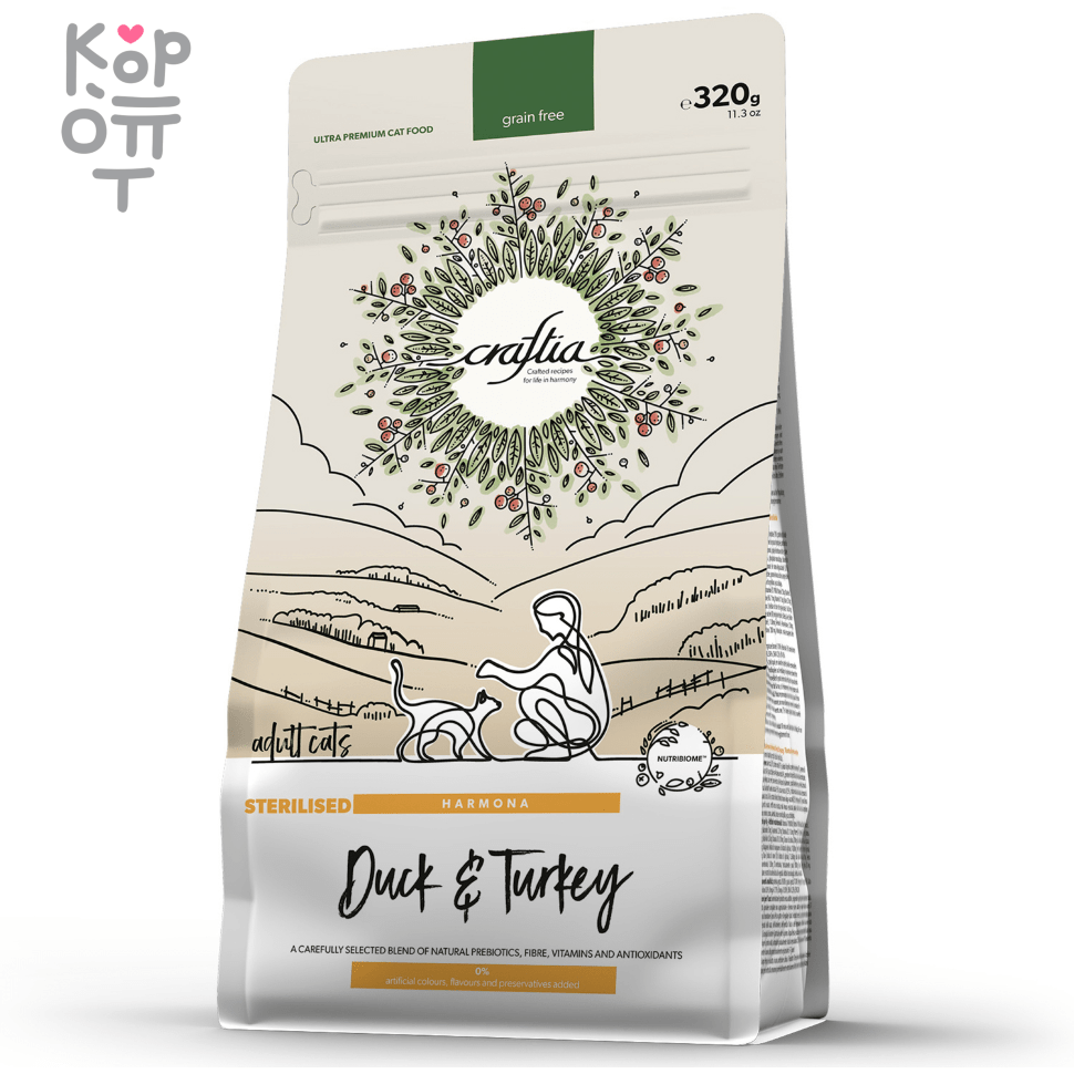 CRAFTIA HARMONA Сухой корм для стерилизованных кошек из Утки и Индейки. , купить с доставкой на дом фото 1 — Корейские товары для всей семьи(КорОпт)