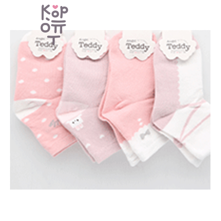 Носки детские розовые ассорти Angel Teddy, 5 штук в упаковке, Корея