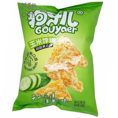 Чипсы треугольные Gouyaer кукурузные со вкусом огурца, 88гр.