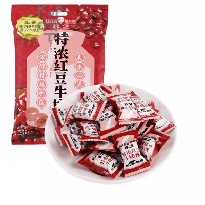 UHA Tokuno Milk 8.2 Strong Red Bean Candy - Очень толстая молочная конфета, в японском стиле, со вкусом красной фасоли, 103гр.