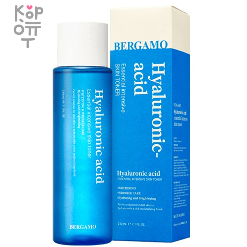 Bergamo Hyaluronic Acid Essential Toner - Тонер для лица с Гиалуроновой Кислотой 210мл., купить с доставкой на дом фото 1 — Корейские товары для всей семьи(КорОпт)