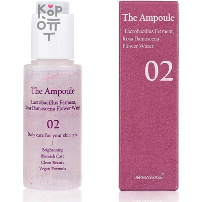 Dermashare The Ampoule Lactobacillus Ferment Rosa Damascena Flower Water - Сыворотка для лица отбеливающая с экстрактом дамасской розы 50 мл