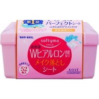 KOSE Softymo Make Up Remover Sheet - Влажные салфетки для снятия макияжа с W-гиалуроновой кислотой 52шт.