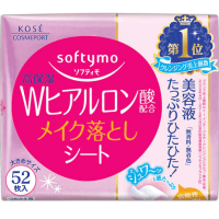 KOSE Softymo Make Up Remover Sheet - Влажные салфетки для снятия макияжа с W-гиалуроновой кислотой 52шт.