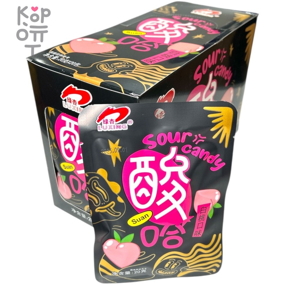 Леденцы супер кислые фрукты Luxing Suan Sour Candy со вкусом Персика, купить с доставкой на дом фото 1 — Корейские товары для всей семьи(КорОпт)