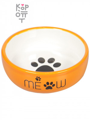 Mr.Kranch MEOW Миска керамическая для кошек, оранжевая, 380 мл