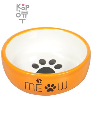 Mr.Kranch MEOW Миска керамическая для кошек, оранжевая, 380 мл