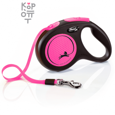 flexi рулетка Limited Edition New Neon светоотражающая лента 5м., розовый неон.