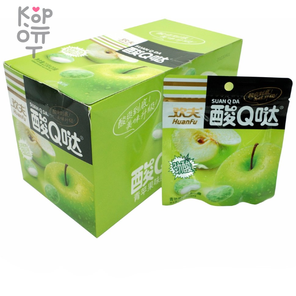 Жевательная конфета Huanfu Suan Q со вкусом зеленого Яблока, купить с доставкой на дом фото 1 — Корейские товары для всей семьи(КорОпт)