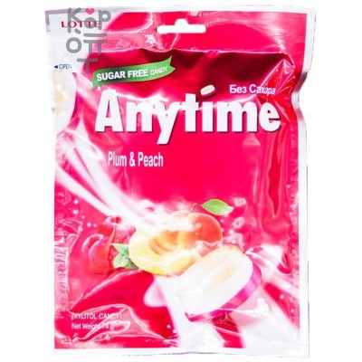 Lotte Anytime Plum &amp; Peach - Карамель леденцовая с ксилитолом, Слива и Персик 60гр.