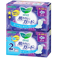Kao Laurier Hada Kirei Guard Sanitary Pads - Ночные гигиенические прокладки, с крылышками 9шт.*2уп. (30см.) 