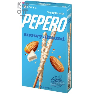 Lotte Pepero Snowy Almond - Соломка в белой шоколадной глазури с Миндалем 32гр.