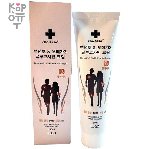 JUNO CHA-SKIN Centennial & Omega 3 Glucosamine Cream - Массажный крем с глюкозамином и Омега-3, для всех типов кожи, 150гр., купить с доставкой на дом фото 1 — Корейские товары для всей семьи(КорОпт)