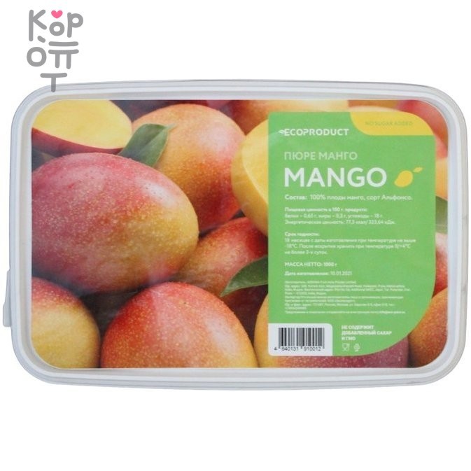 Пюре Манго замороженное, EcoProduct, 1кг. фото 1 &mdash; Корейские товары для всей семьи(КорОпт)