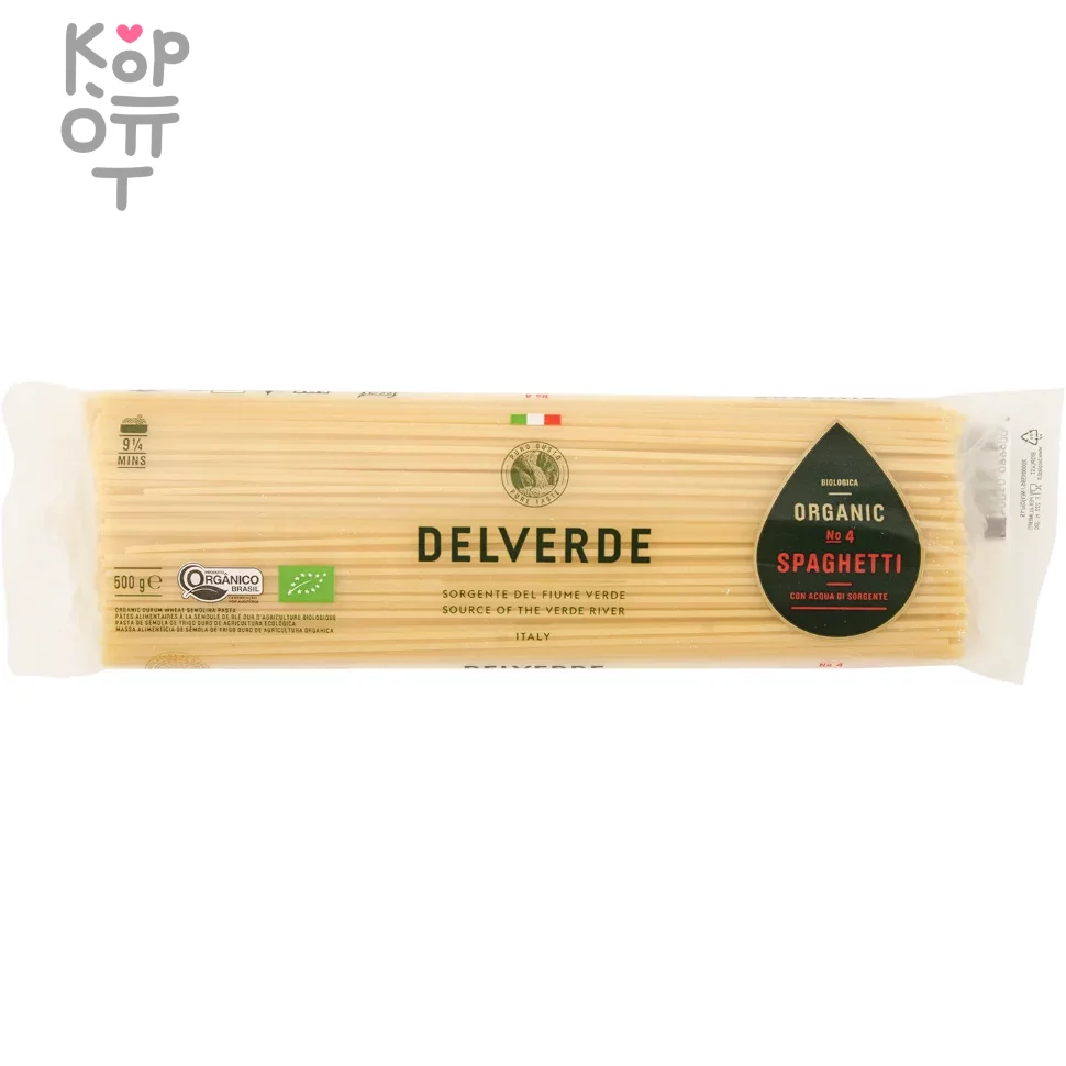 DELVERDE Spaghetti Biologica - Паста спагетти №4 500гр. по цене 296 руб. в  интернет магазине Корейские товары для всей семьи(КорОпт)