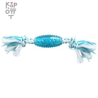 CanineClean игрушка для собак Регби синтетическая резина с канатом 25 см с ароматом мяты, голубой — Корейские товары для всей семьи(КорОпт)