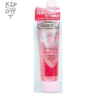 Fudo Kagaku Binotomo Rose Mint Освежающая зубная паста против неприятного запаха изо рта, с ментолом и маслом болгарской розы, 60гр. — Корейские товары для всей семьи(КорОпт)