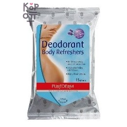 PUREDERM — Deodorant Body Refreshers — дезодорирующие салфетки для тела, 15 шт