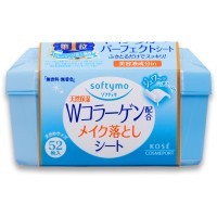 KOSE Softymo Make Up Remover Sheet - Влажные салфетки для снятия макияжа с W-коллагеном 52шт. 