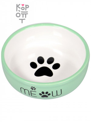 Mr.Kranch MEOW Миска керамическая для кошек, зеленая, 380 мл