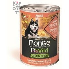 Monge Dog BWild GRAIN FREE беззерновые консервы из лосося с тыквой и кабачками для взрослых собак всех пород 400г