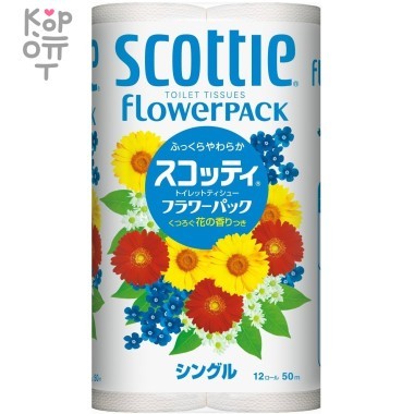 Scottie FlowerPACK - Туалетная бумага однослойная 12шт.*50м.  — Корейские товары для всей семьи(КорОпт)