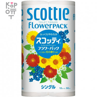 Scottie FlowerPACK - Туалетная бумага однослойная 12шт.*50м. 