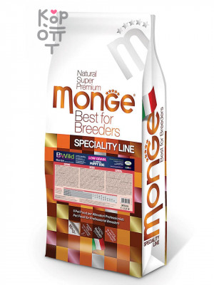 Сухой корм Monge Dog PFB BWild LOW GRAIN Puppy&amp;Junior низкозерновой из мяса оленя для щенков всех пород 15кг.