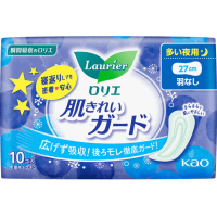 Kao Laurier Hada Kirei Guard Sanitary Pads - Ночные гигиенические прокладки, без крылышек, 10шт.* 27см.