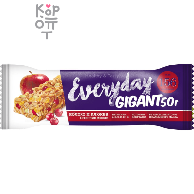 Everyday Gigant - батончик-мюсли с яблоком и клюквой 50 г