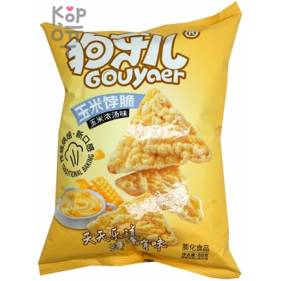 Чипсы треугольные Gouyaer кукурузные со вкусом кукурузного супа, 88гр.