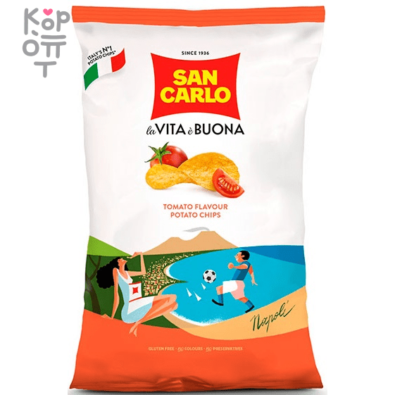 San Carlo Pesto Tomato Sauce - Чипсы картофельные со вкусом Томата, 50гр., купить с доставкой на дом фото 1 &mdash; Корейские товары для всей семьи(КорОпт)
