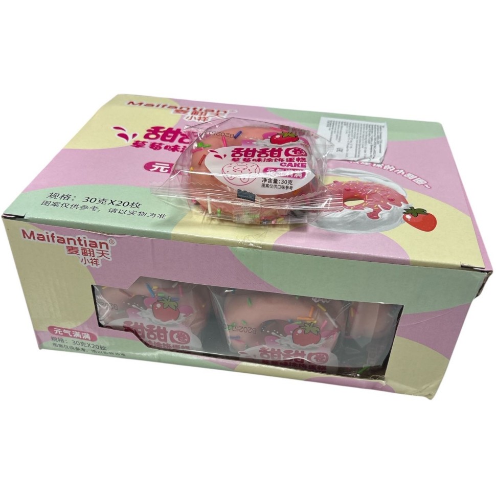 Пончики Maifantian Sweet Crisp Donuts сладкий пончик со вкусом шоколада с клубникой, купить с доставкой на дом фото 1 &mdash; Корейские товары для всей семьи(КорОпт)