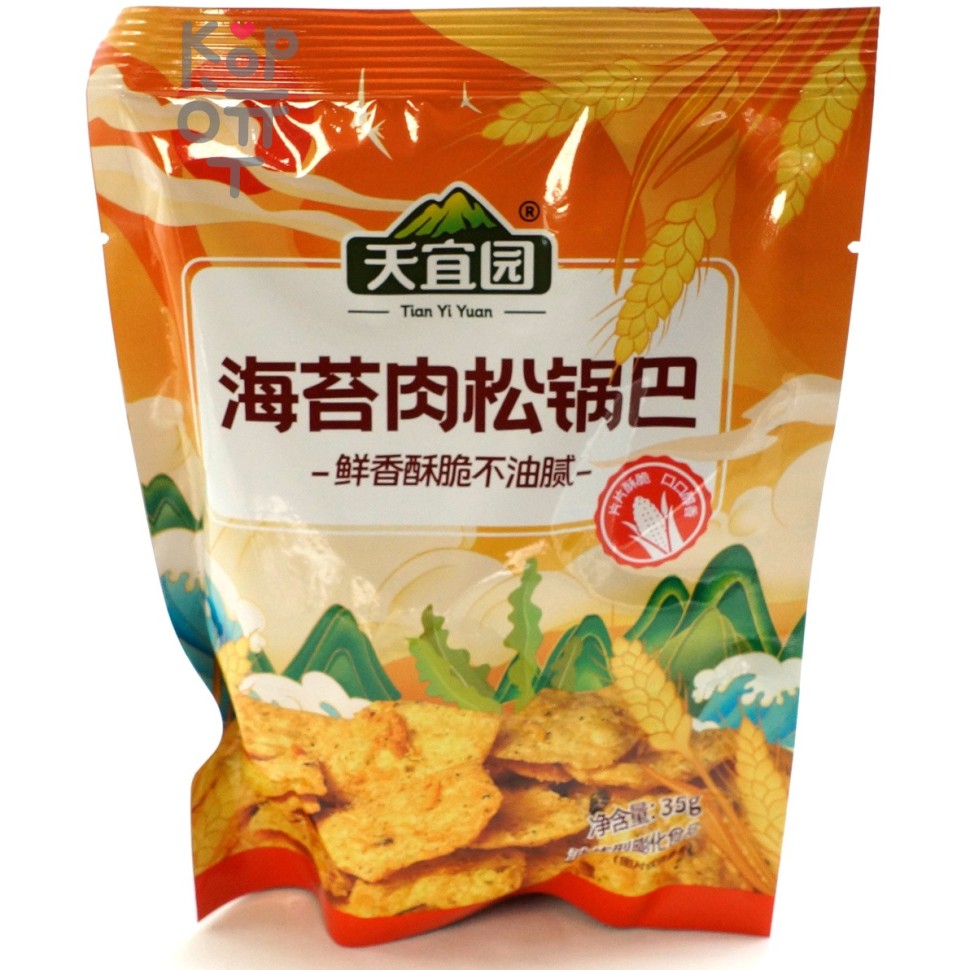 Чипсы Tian Yi seaweed со вкусом морской капусты и свинины на гриле