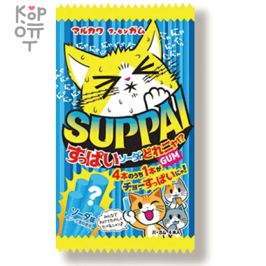 Marukawa Sour Soda Suppai Cat Gum - Жевательная резинка Кот Суппай со вкусом кислой содовой (4шт.), 15,8гр. &mdash; Корейские товары для всей семьи(КорОпт)