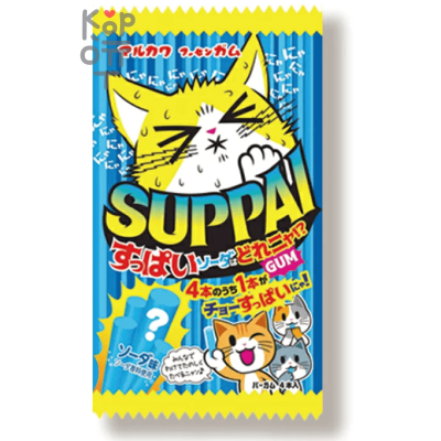Marukawa Sour Soda Suppai Cat Gum - Жевательная резинка Кот Суппай со вкусом кислой содовой (4шт.), 15,8гр.