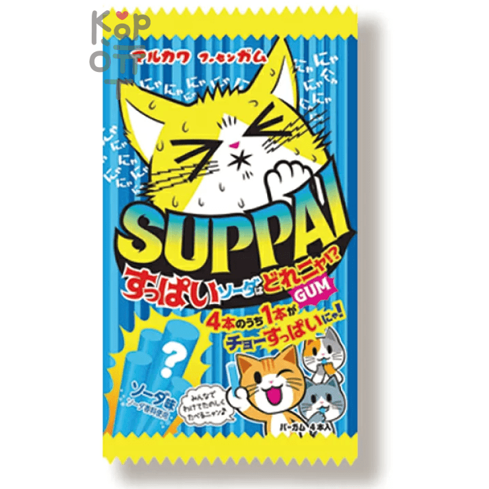 Marukawa Sour Soda Suppai Cat Gum - Жевательная резинка Кот Суппай со вкусом кислой содовой (4шт.), 15,8гр.
