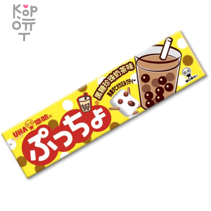 UHA Puchao Brown Sugar Pearl Milk Tea Flavor Soft Candy - Жевательные конфеты со вкусом жемчужного молочного чая, 50гр.