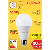 Светодиодная лампа Eurolux LL-E-A70-20W-230-2,7K-E27/груша, 20Вт, теплый белый, Е27