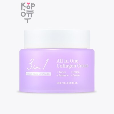 Meloso — Крем, для лица 3 в 1 с коллагеном/3 in1 all in one collagen cream, Meloso, Ю.Корея, (80), 100 г