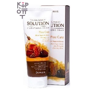 Deoproce Natural Perfect Solution Cleansing Foam Pore Care Black Sugar — Пенка-скраб для умывания на основе бурого сахара и мёда, 170 г