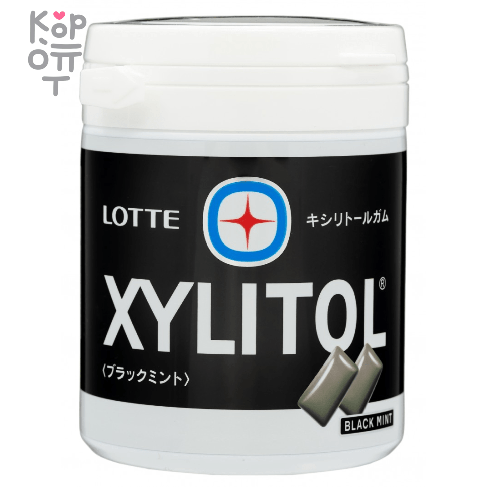 Lotte Xylitol Gum Black Mint Bottle - Резинка жевательная чёрная мята, 143гр., купить с доставкой на дом фото 1 — Корейские товары для всей семьи(КорОпт)