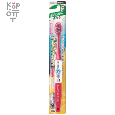 EBISU - ШИРОКАЯ 6-рядная зубная щётка с головкой АЛМАЗНОЙ формы, поверхностью для чистки языка, резиновыми вставками и сверхтонкими кончиками щетинок №W52 (средняя жёсткость) 1шт. — Корейские товары для всей семьи(КорОпт)