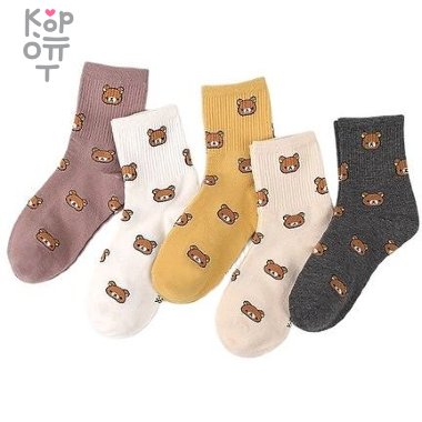 SOCKS GOOD CO - Носки женские с мишками (размер 36-37), 1 пара — Корейские товары для всей семьи(КорОпт)