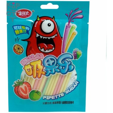 Конфеты Jixianghu Candy Mix Flavor - трубочки Монстры со вкусом фруктов, на ленте — Корейские товары для всей семьи(КорОпт)