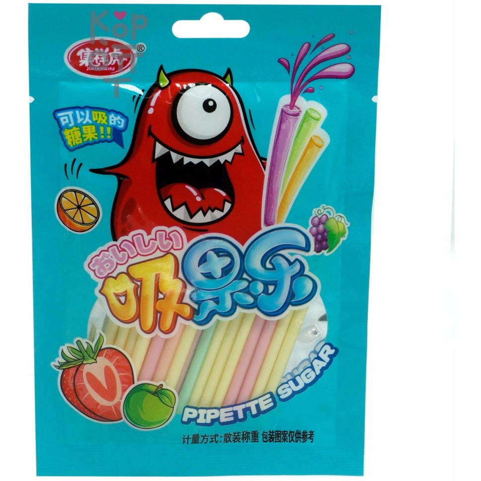 Конфеты Jixianghu Candy Mix Flavor - трубочки Монстры со вкусом фруктов, на ленте